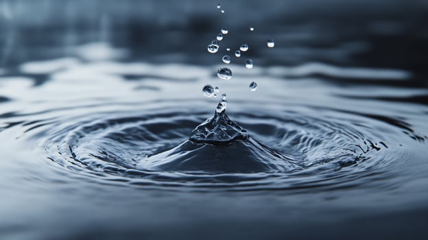 A drop of water is falling into a body of water photo