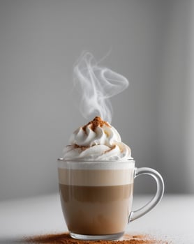 Aromatic Coffee Drink Topped with Whipped Cream and Spices photo