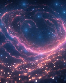 Earth at Night City Lights and Cosmic Nebula photo