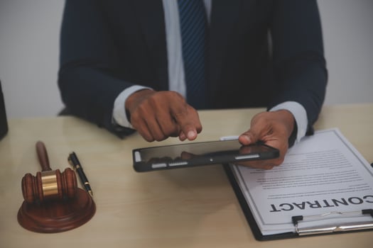 Law theme, gavel or mallet of the judge, lawyer enforcement officers, evidence-based cases taken into account in the court abount business, legislation. photo