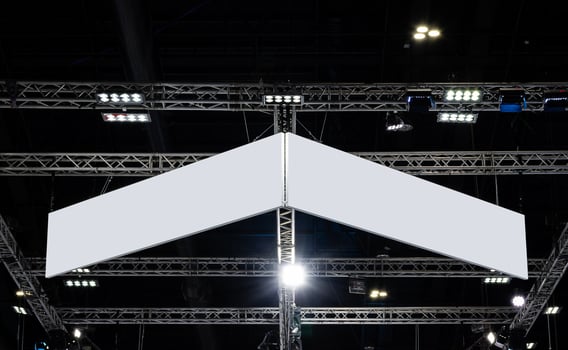 Hanging mock up white banner corner billboard. Clipping path for mock up photo