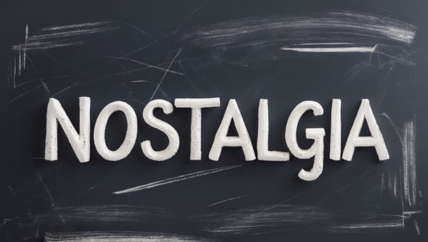 Nostalgia chalkboard emblem written on a blackboard photo