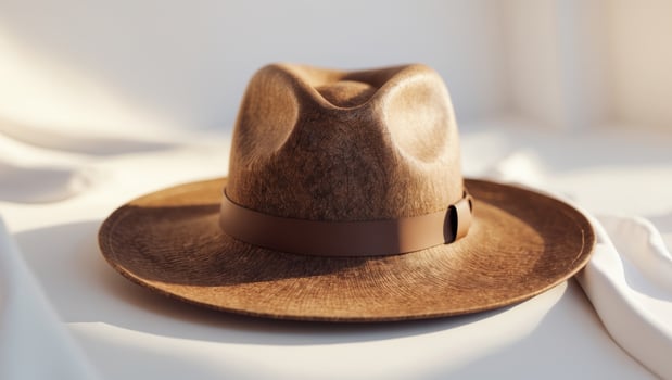 Stylish brown fedora hat with a vintage look photo