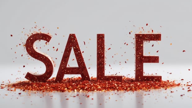 Spicy red letters spelling sale surrounded by crushed chili flakes photo