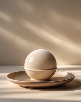 Melting winter white chocolate sphere dessert cozy restaurant gourmet treat indulgent atmosphere mouthwatering concept photo