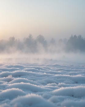 Serene Winter Morning with Frosty Landscape Glow photo