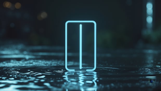 Illuminated Location Marker on Wet Reflective Surface photo