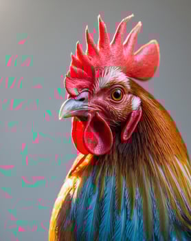 Vibrant Rooster with Proud Crest and Striking Plumage photo