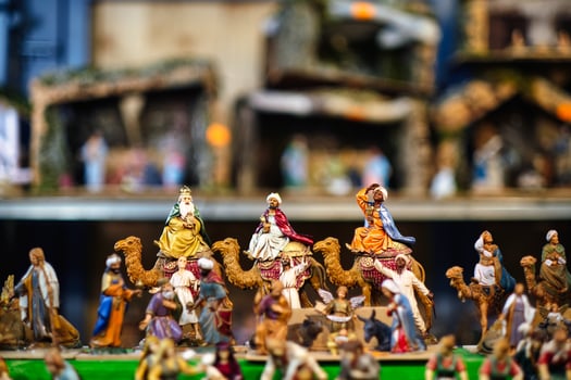 christmas wallpaper or background taken from the christmas market in Granollers Barcelona Spain photo