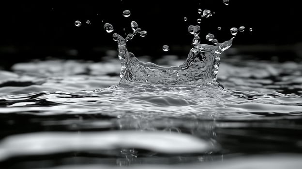 Crystal Clear Water Splash in Black and White, Artistic Fluid Motion photo