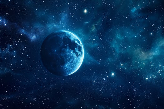 The moon in space with stars and space photo
