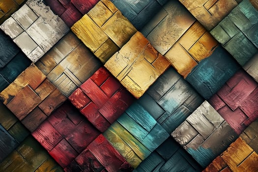 Colorful wood texture background with squares photo