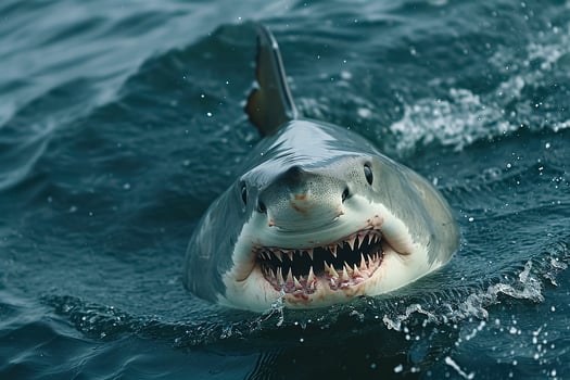 Great white shark in the ocean photo