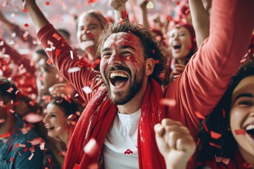 A group of people celebrating with confetti photo
