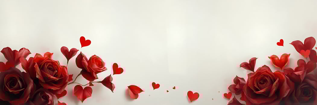 Romantic Red Roses Hearts Soft Background Design photo