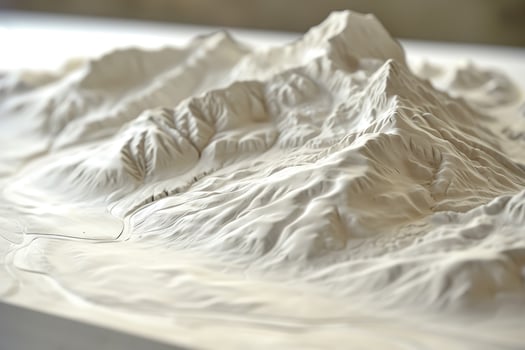 A 3d model of a mountain with a river photo
