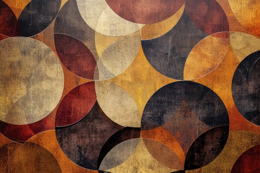 Abstract art with circles and circles on a brown and black background photo