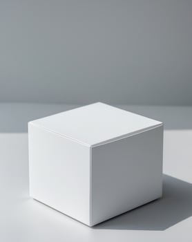 a close up of a white box on a gray background photo