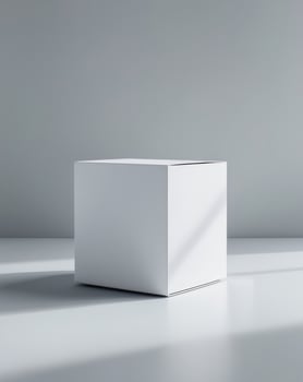 a close up of a white box on a gray background photo