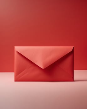 an envelope with a red envelope on a red background photo