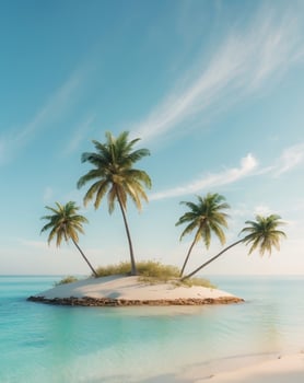 Tropical island with palm trees on the beach photo
