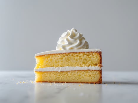 Delicious Lemon Cake Slice With Whipped Cream photo