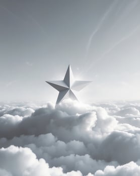 there is a star that is sitting on a pile of clouds photo