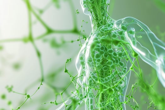 The human body is covered in green plants photo