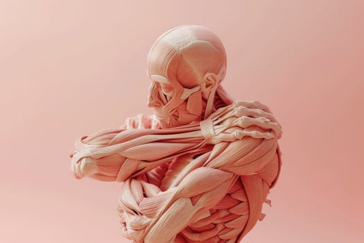 A man's body is covered in muscles photo
