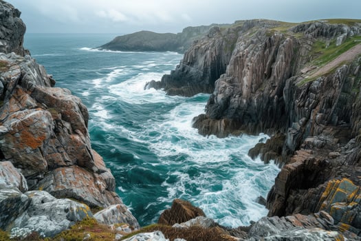 The rocky coast of the isle of man in ireland photo