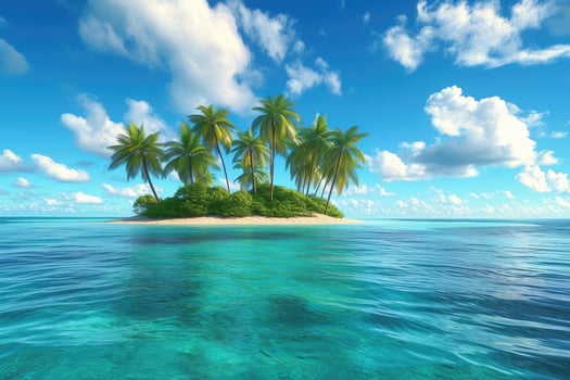 Tropical island with palm trees in the ocean photo