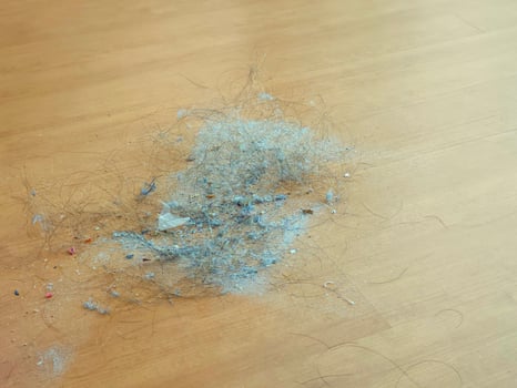 Dirt dust and hair were scattered on the wooden floor. Source of disease and bacteria. that cause allergic diseases photo