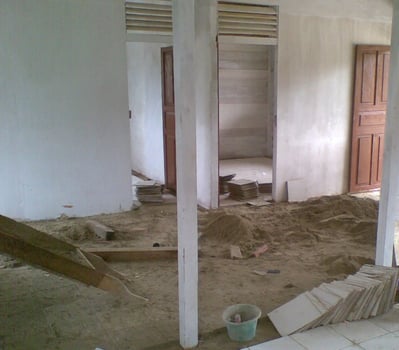 the progress of wooden house construction. photo