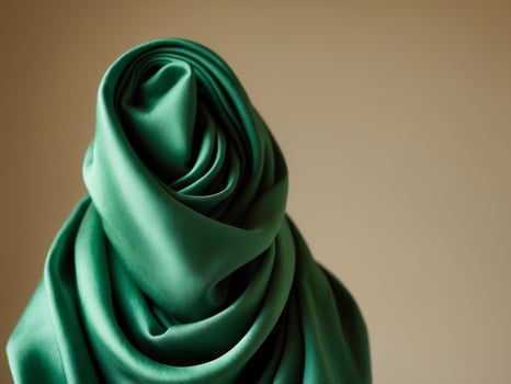Elegant Emerald Green Scarf Perfect for Stylish Outfits and Accessories on a Beige Background photo