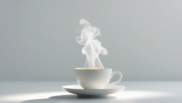 A cup of coffee with steam coming out of it photo