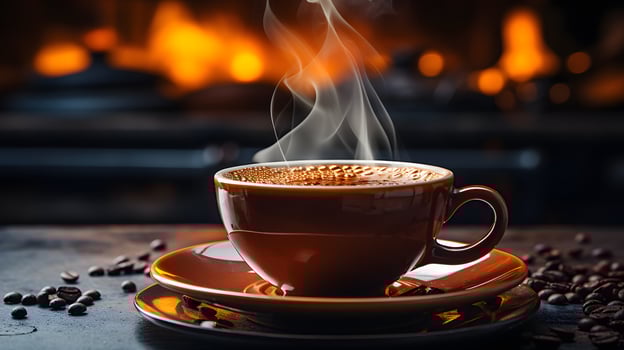 Brewing perfect coffee cozy kitchen photography warm environment close-up view comfort and aroma photo