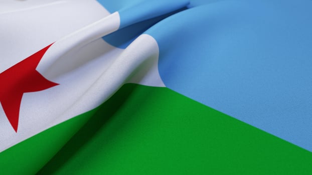 3D Wrinkled Flag Of Djibouti photo