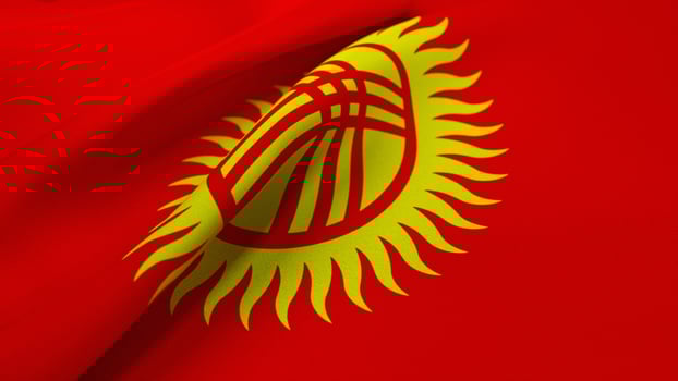 3D Wrinkled Flag Of Kyrgyzstan photo