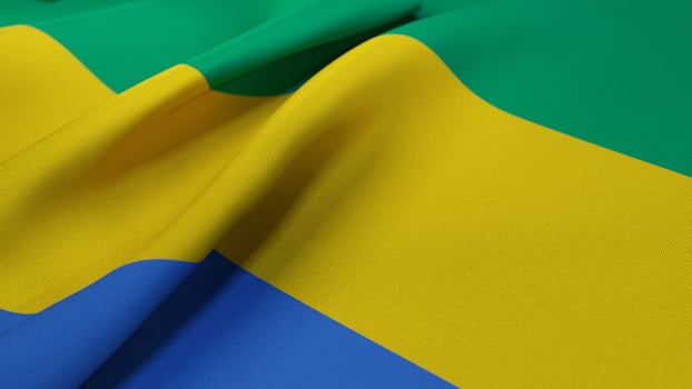 3D Wrinkled Flag Of Gabon photo