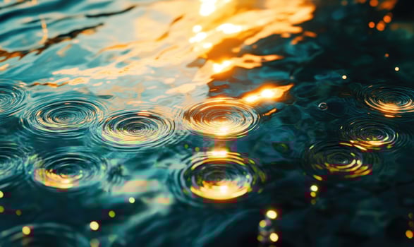 A body of water with many small ripples and drops photo