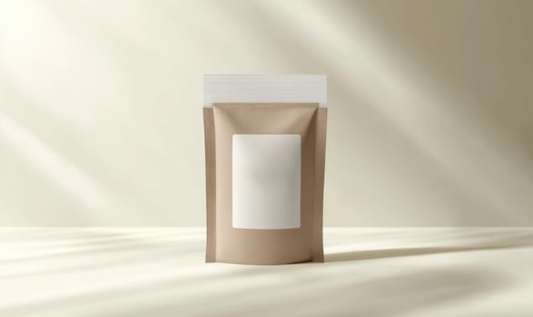 A brown bag with a white label photo
