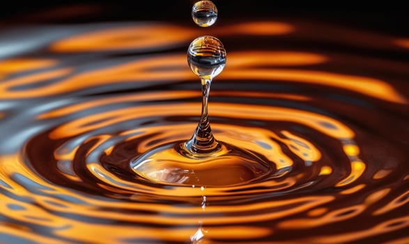 A drop of water is falling into a large body of water closeup photo