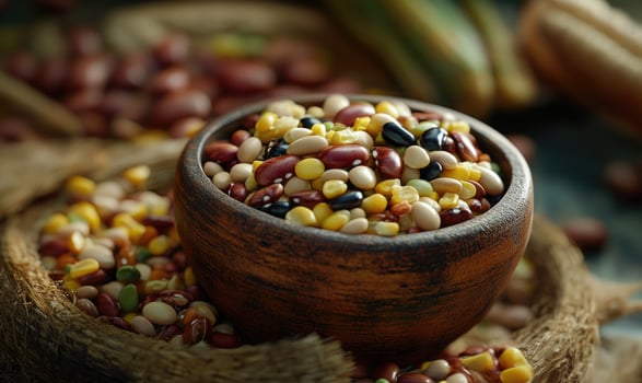 A bowl of mixed beans and other legumes photo