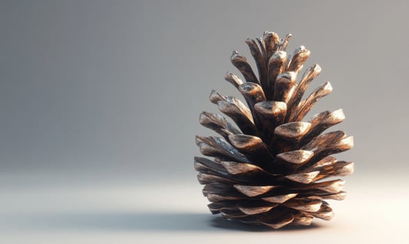 A pine cone is sitting on a table photo