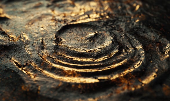 A gold colored object with a circular shape photo