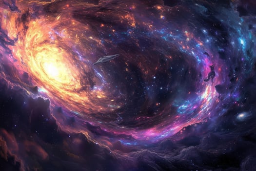 A spiral galaxy with a bright star in the center photo