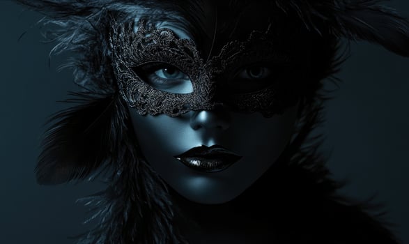 A woman wearing a black mask photo