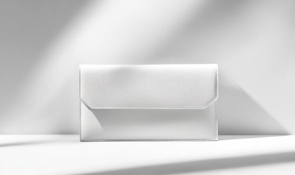 a white leather envelope sitting on a table photo
