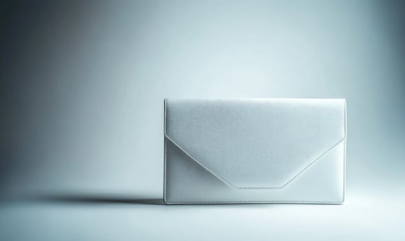 white leather envelope on a gray background photo
