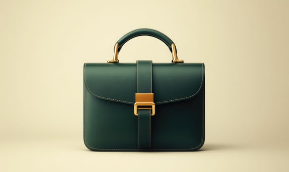 A green leather purse with gold hardware photo
